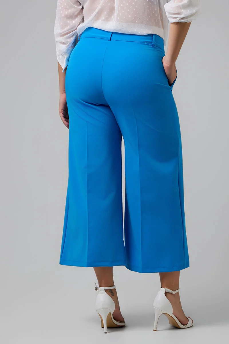 Plus Size Cropped Παντελόνι Μπλε