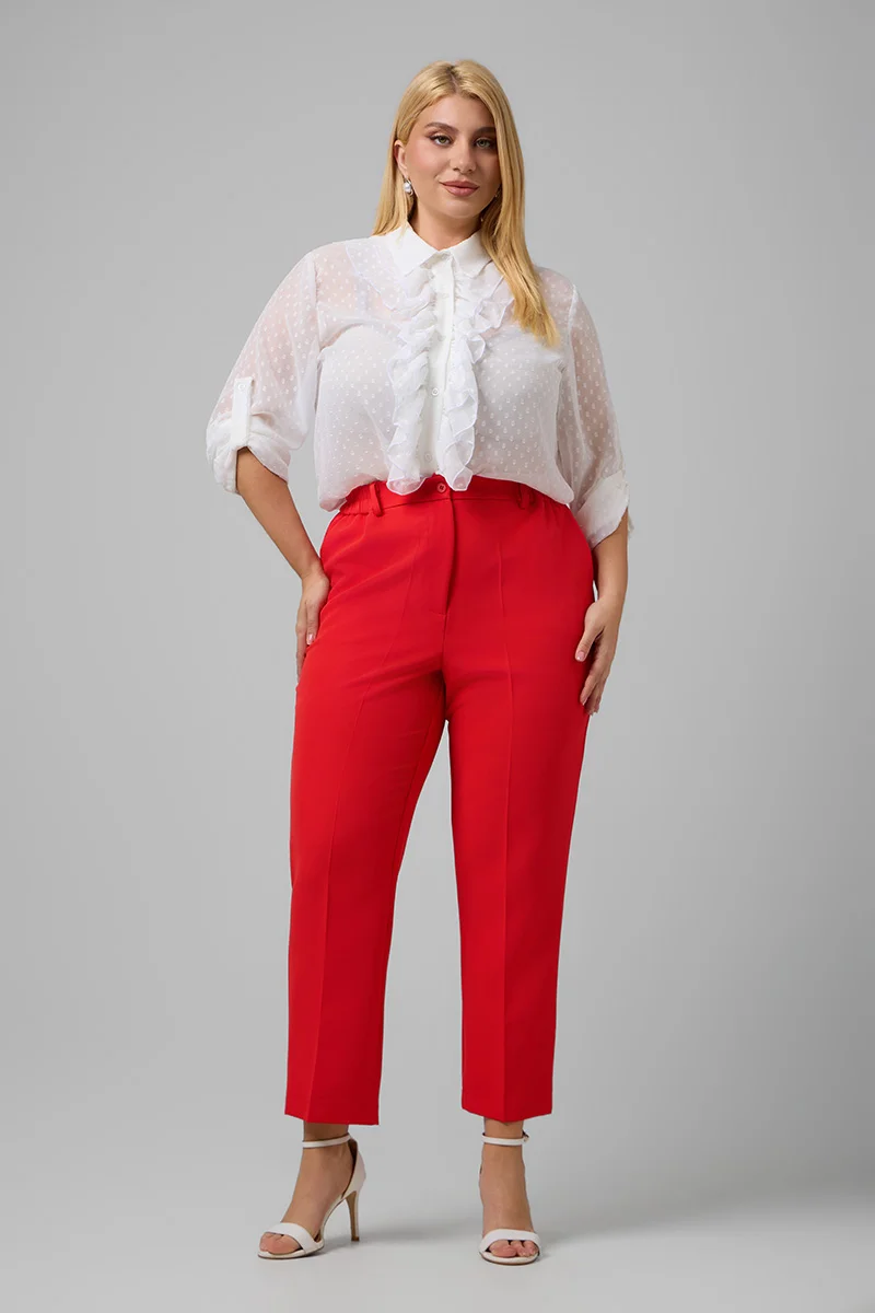 Plus Size Παντελόνι Κόκκινο Κοραλλί 