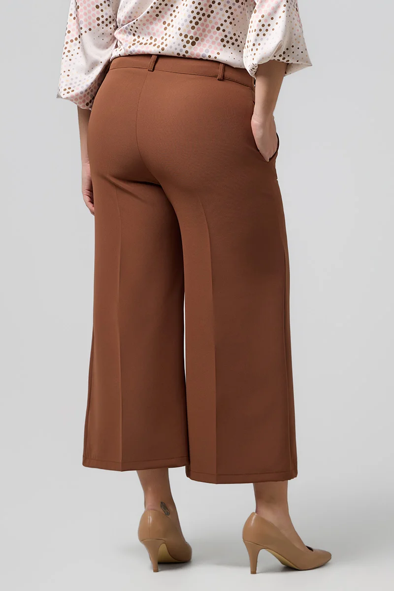 Plus Size Cropped Παντελόνι Σοκολατί