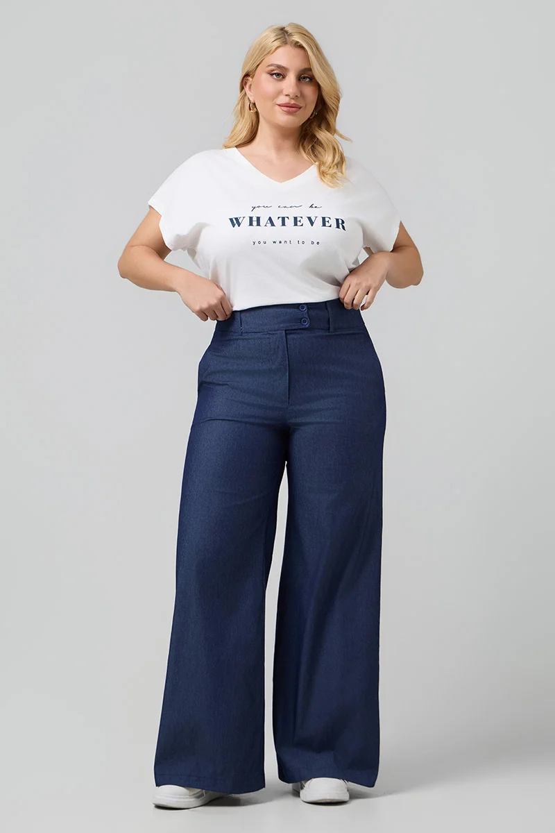 Βαμβακερό Ψηλόμεσο Παντελόνι Denim Dark Blue