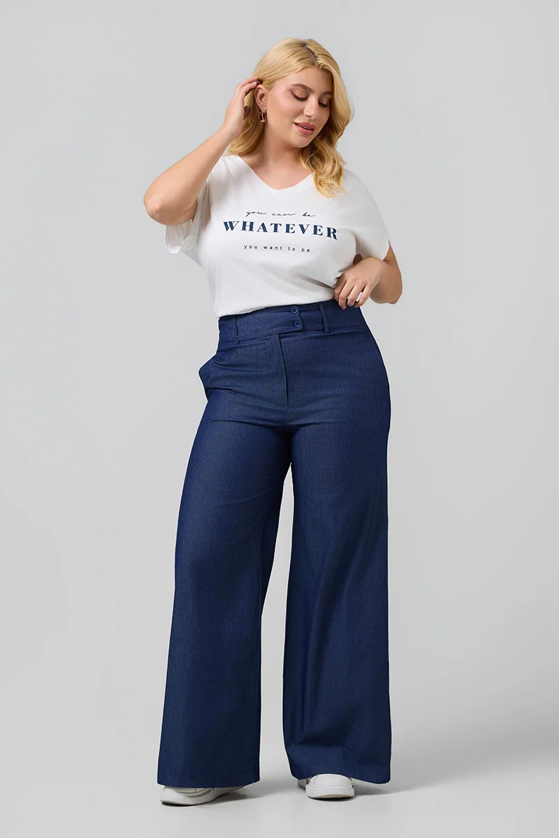 Βαμβακερό Ψηλόμεσο Παντελόνι Denim Dark Blue