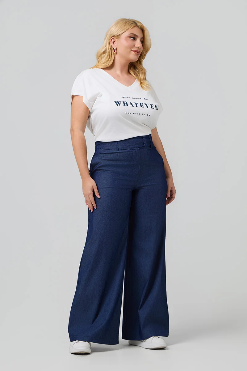 Βαμβακερό Ψηλόμεσο Παντελόνι Denim Dark Blue