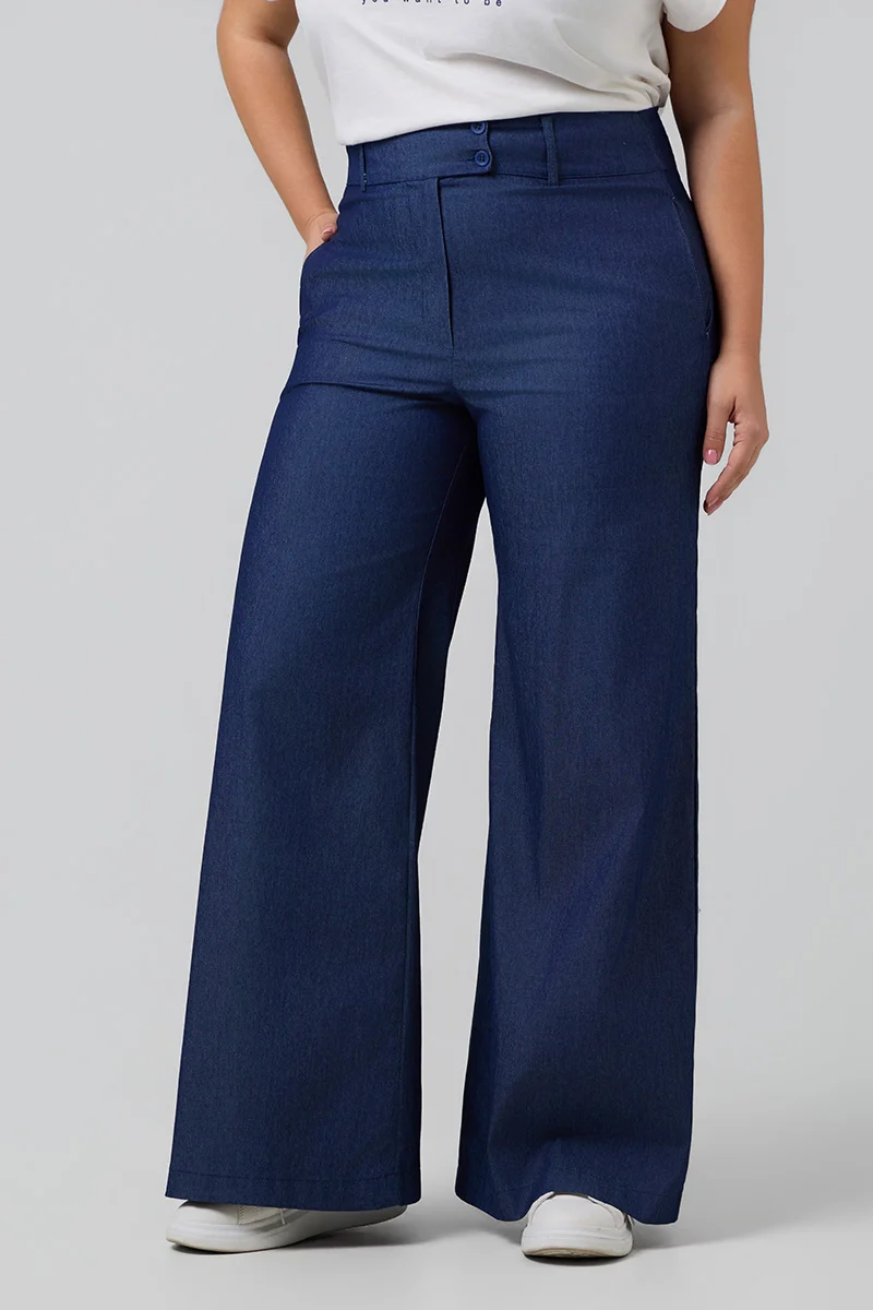 Βαμβακερό Ψηλόμεσο Παντελόνι Denim Dark Blue