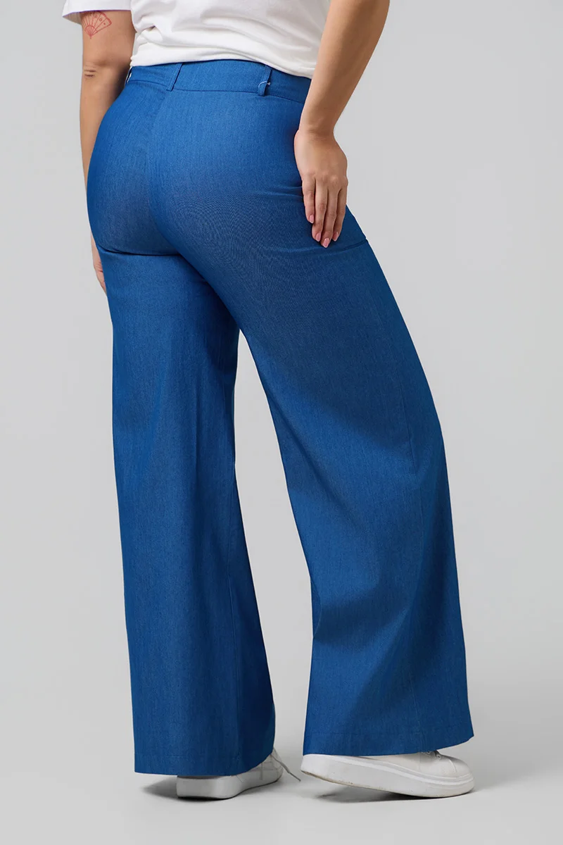 Βαμβακερό Ψηλόμεσο Παντελόνι Denim Blue