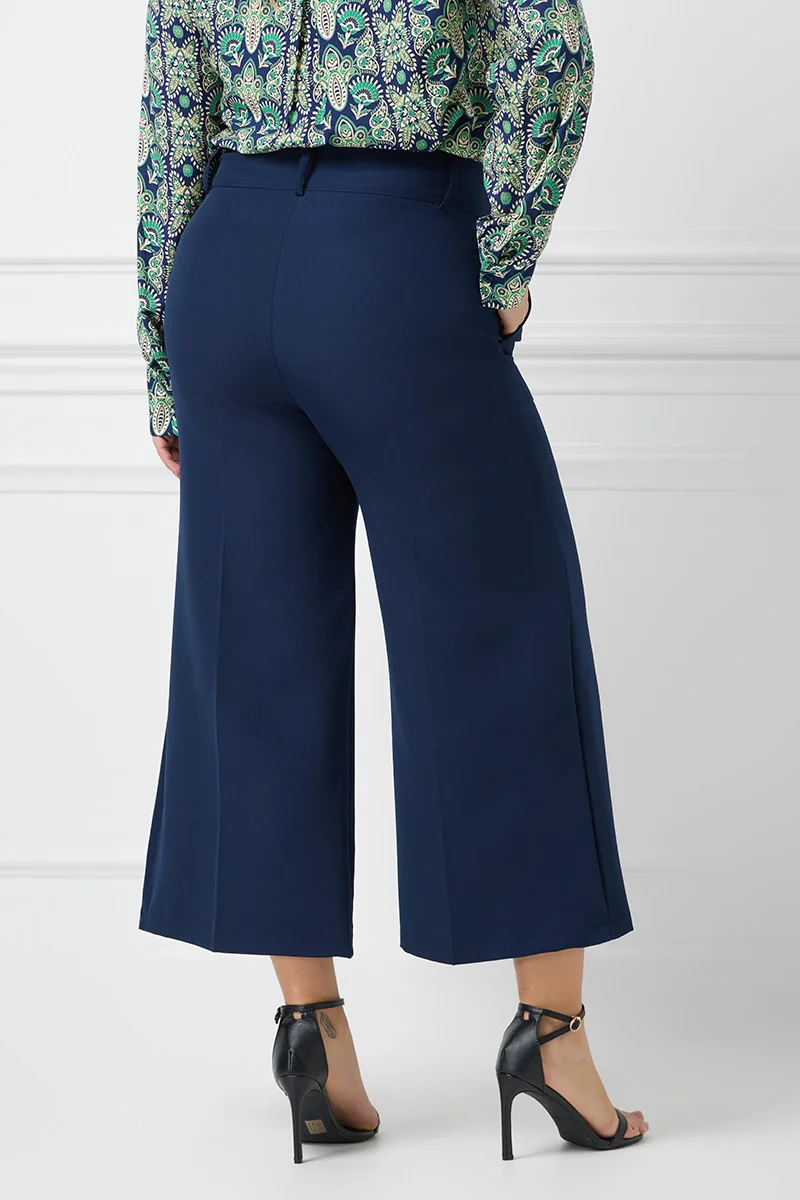 Plus Size Cropped Παντελόνι Navy
