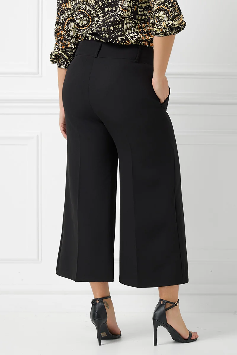 Plus Size Cropped Παντελόνι Μαύρο 