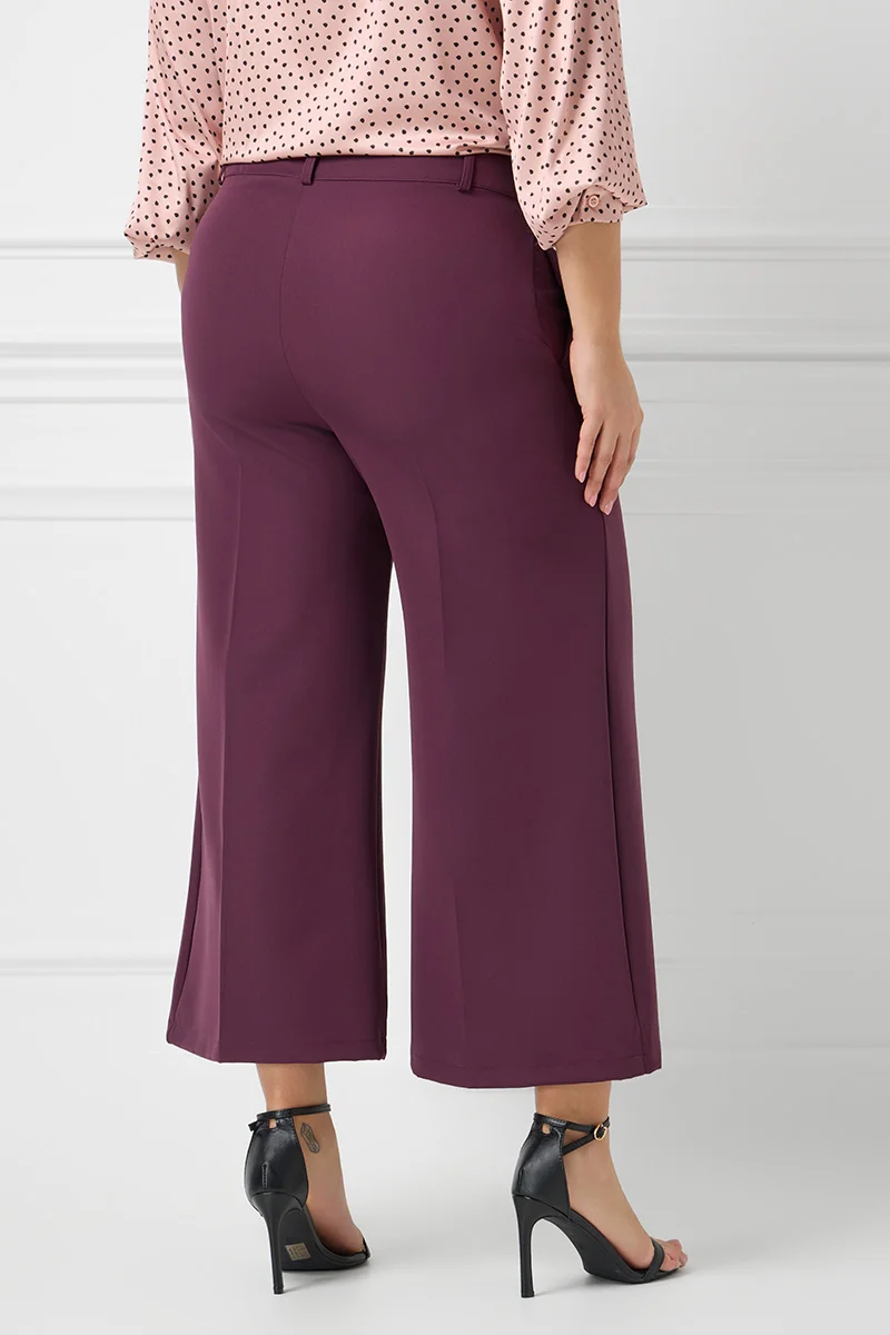 Plus Size Cropped Παντελόνι Βουργουνδί