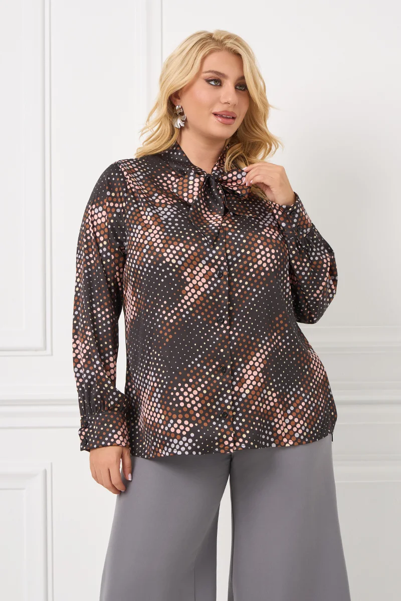 Σατέν Πουκάμισο Με Φιόγκο Πουά