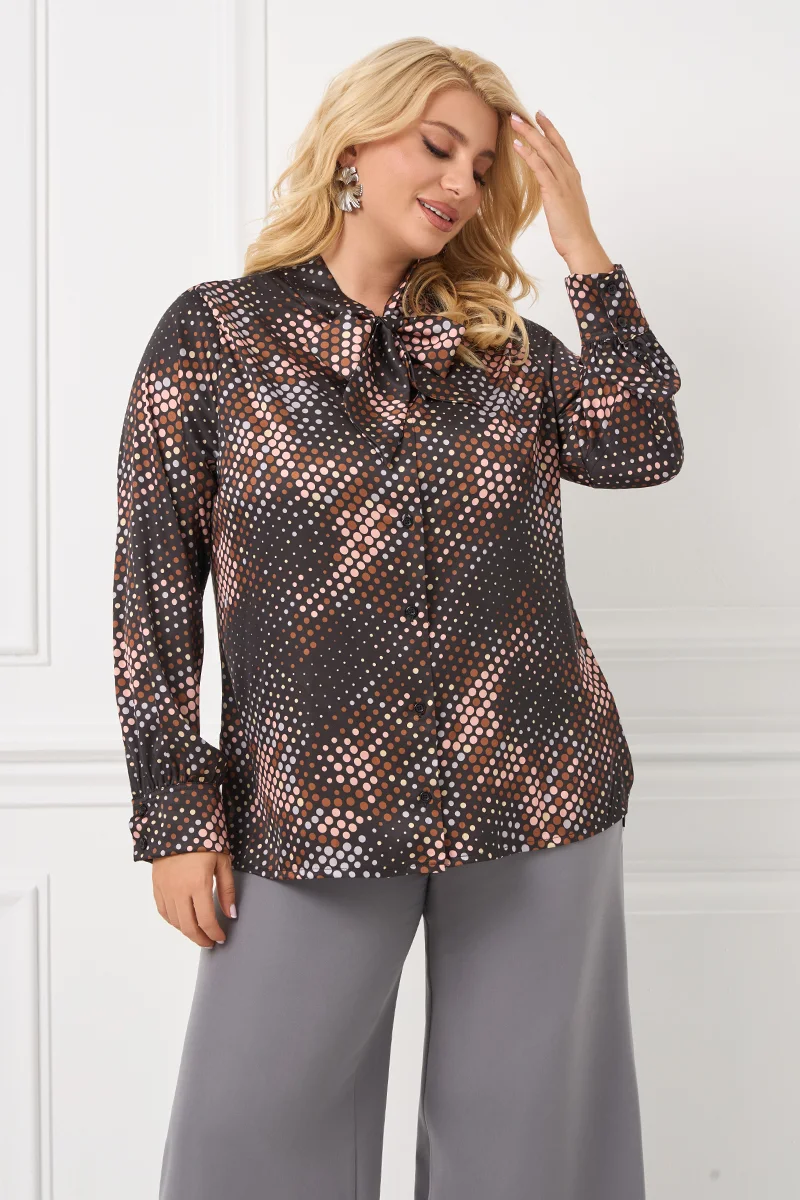 Σατέν Πουκάμισο Με Φιόγκο Πουά