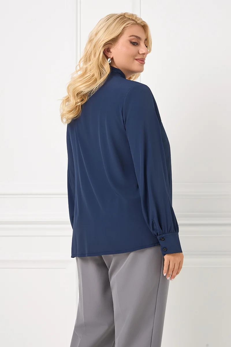 Navy Πουκάμισο Με Φιόγκο