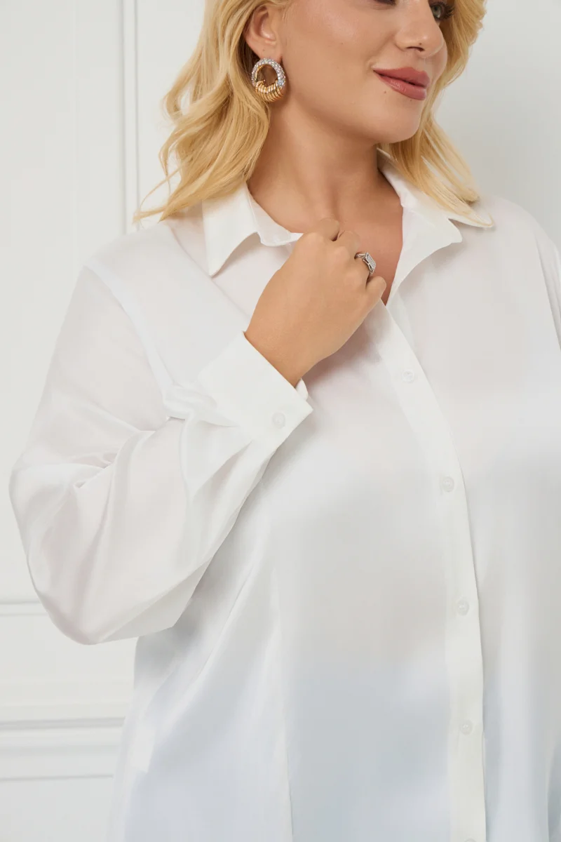 Basic Πουκάμισο Λευκό Σατέν 