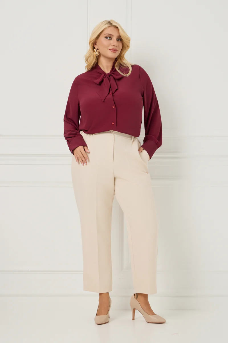 Πουκάμισο Μπορντό Με Φιόγκο 