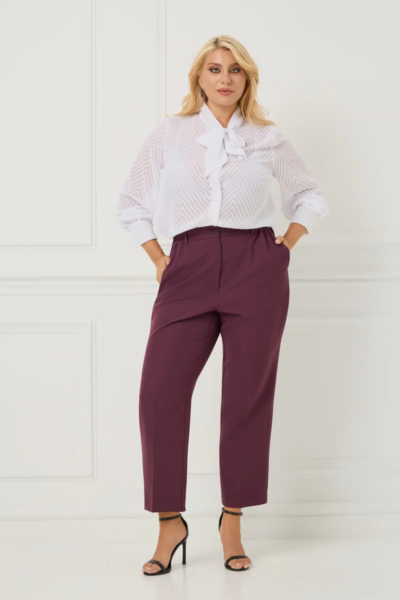 Κομψό Plus Size Παντελόνι Βουργουνδί 