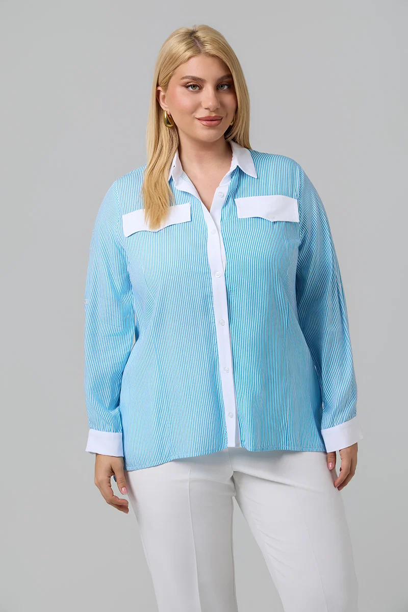 Γαλάζιο Πουκάμισο Ριγέ 