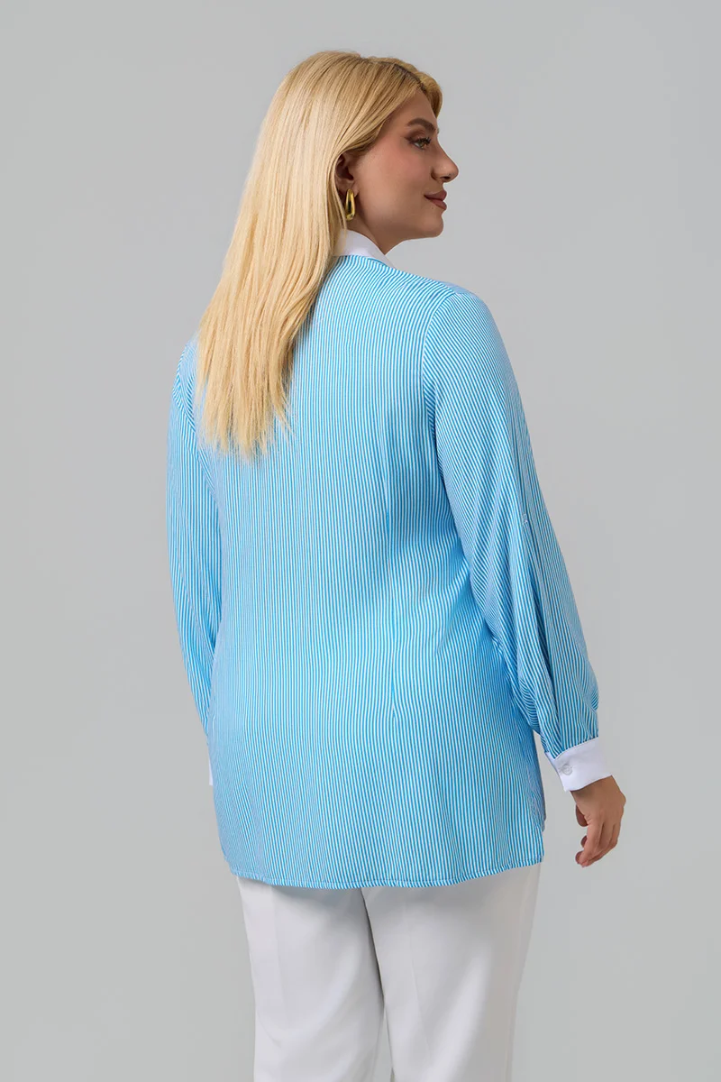 Γαλάζιο Πουκάμισο Ριγέ 
