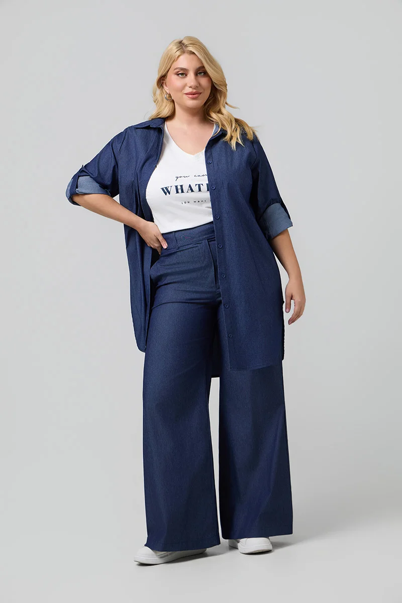 Βαμβακερό Ψηλόμεσο Παντελόνι Denim Dark Blue