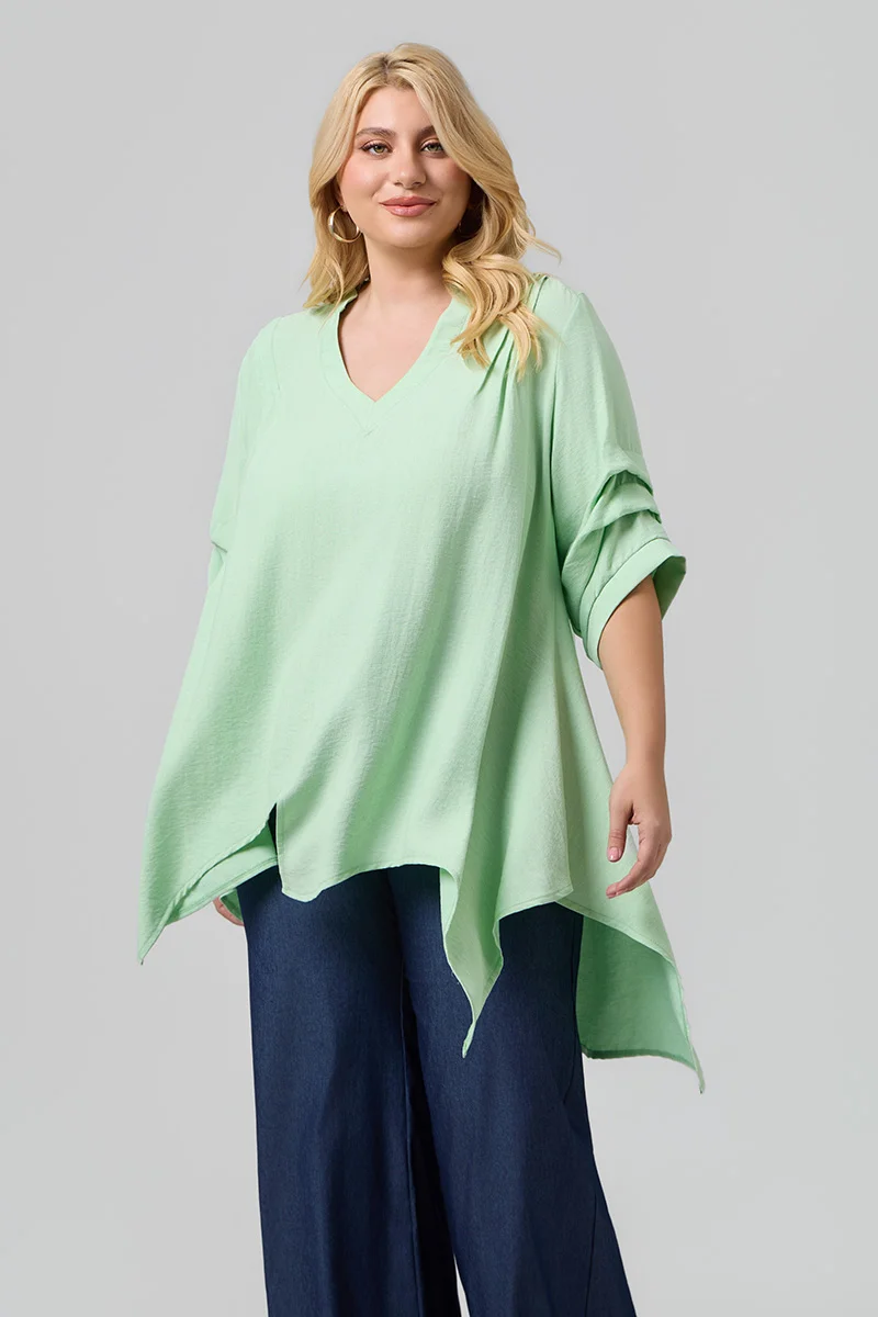 Ασύμμετρη Βεραμάν Πουκαμίσα Plus Size