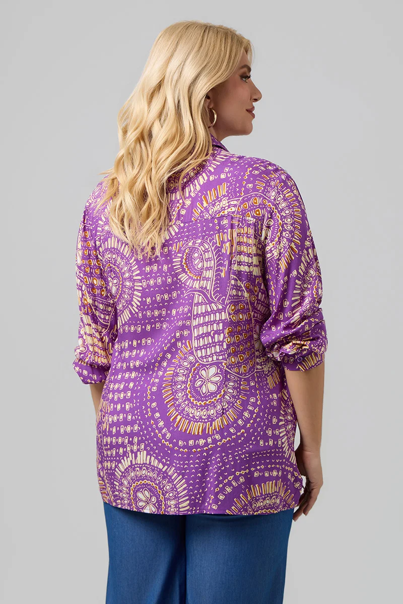 Μωβ Πουκάμισο Με Ethnic Print