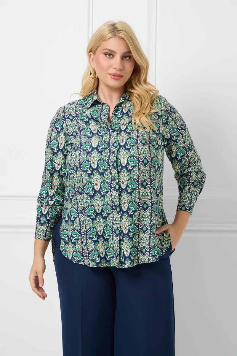 Πουκάμισο Μπλε-Πράσινο Print