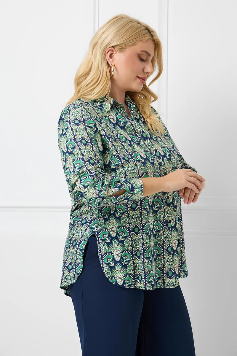 Πουκάμισο Μπλε-Πράσινο Print