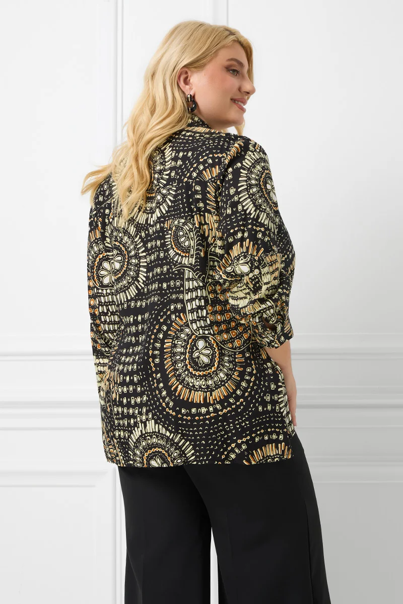 Μαύρο Πουκάμισο Με Ethnic Print