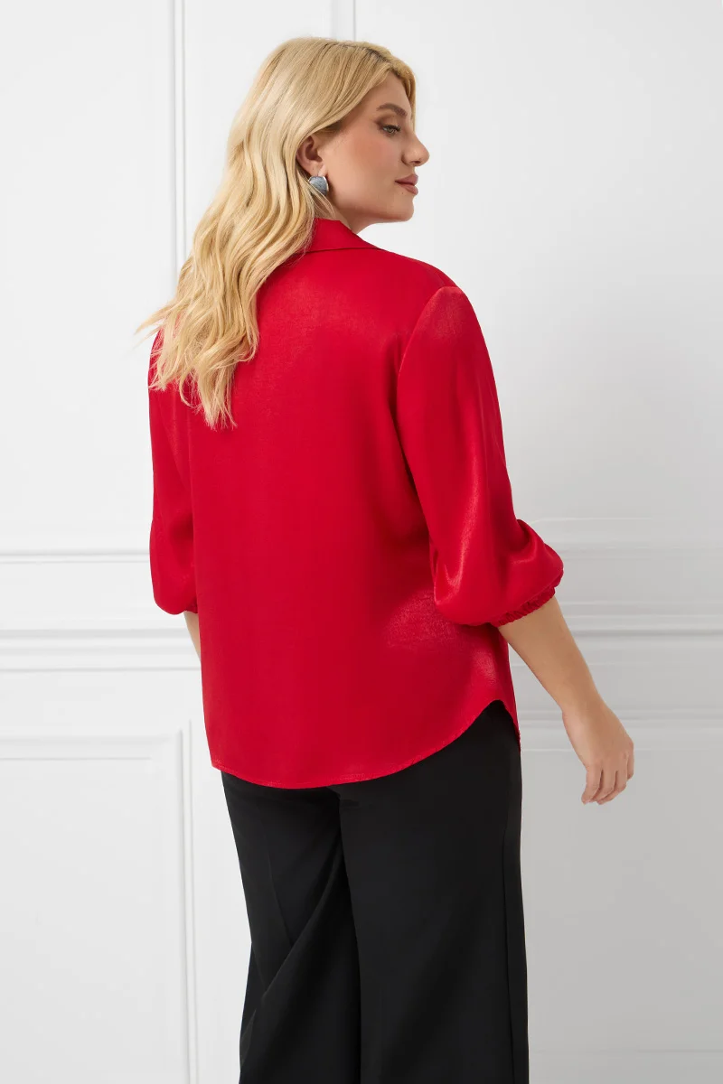 Σατέν Μπλούζα Ντραπέ Κοκκινή