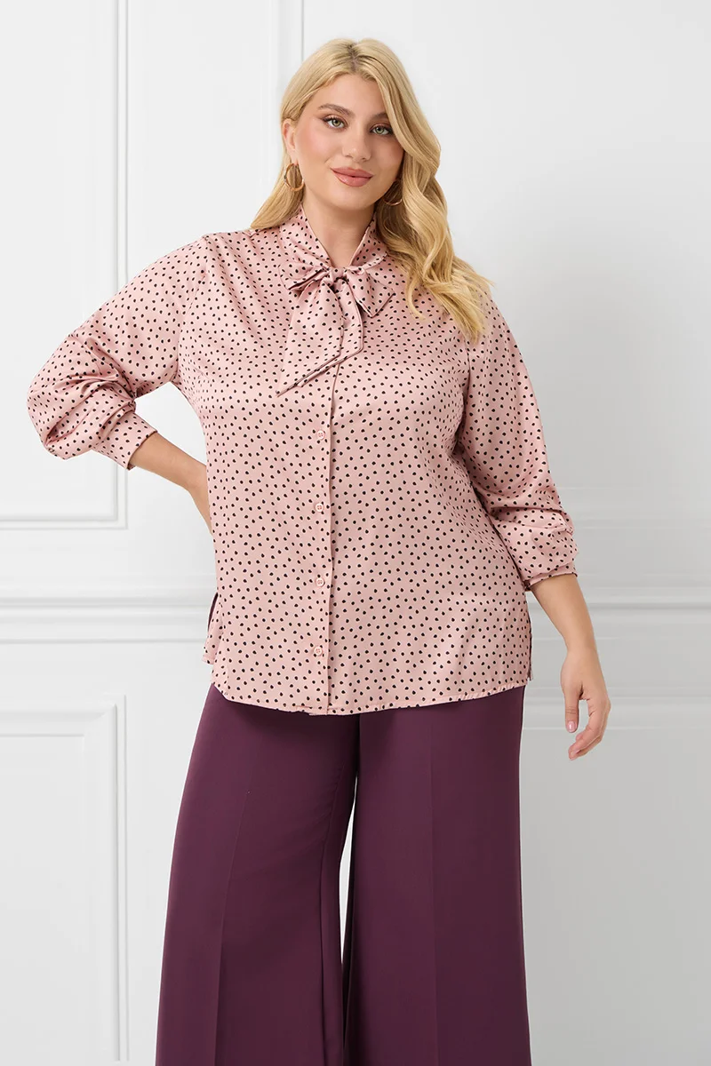 Σατέν Πουκάμισο Με Φιόγκο Σομόν