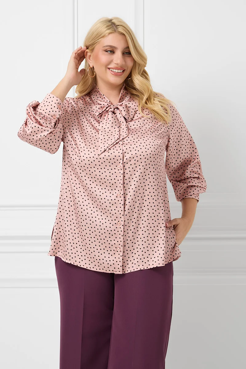 Σατέν Πουκάμισο Με Φιόγκο Σομόν