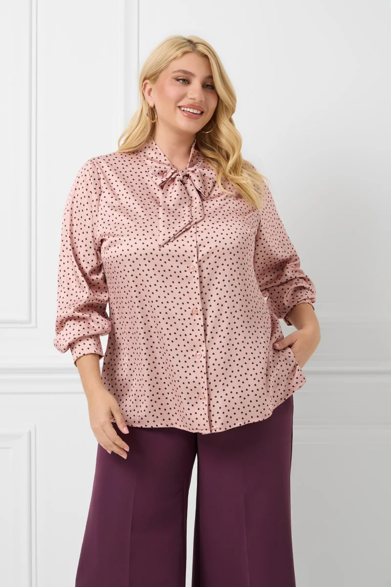 Σατέν Πουκάμισο Με Φιόγκο Σομόν