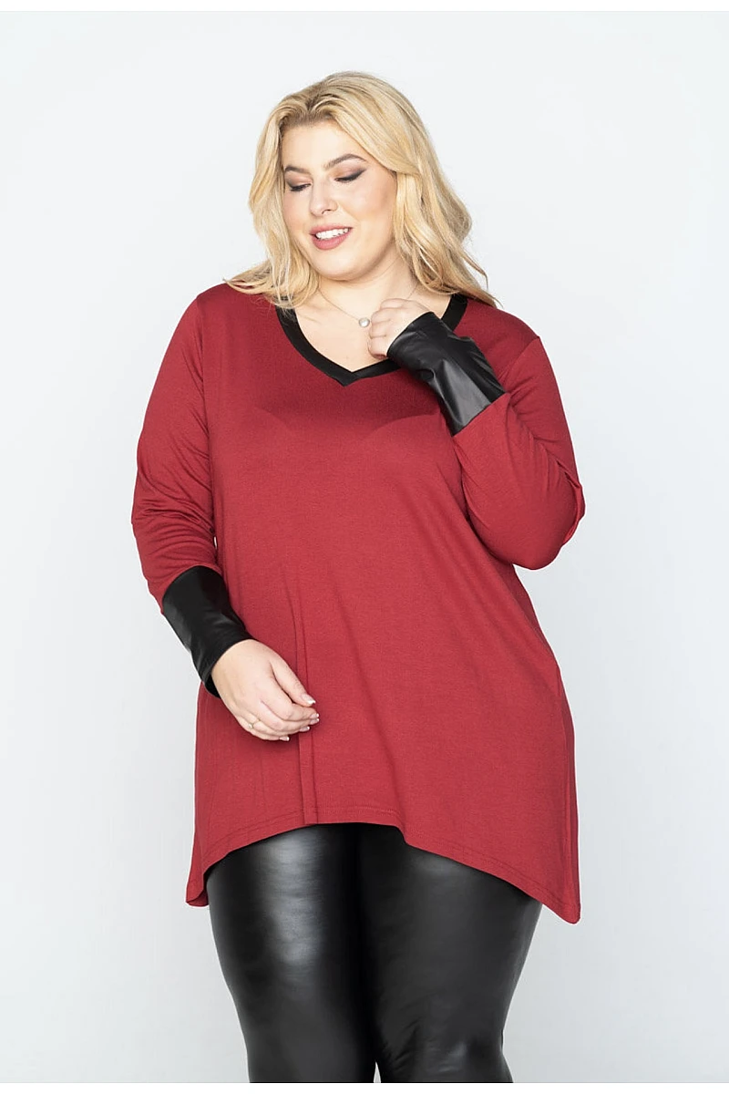 Μπλούζα Βισκόζη-Δερματίνη Σε 2 Χρώματα