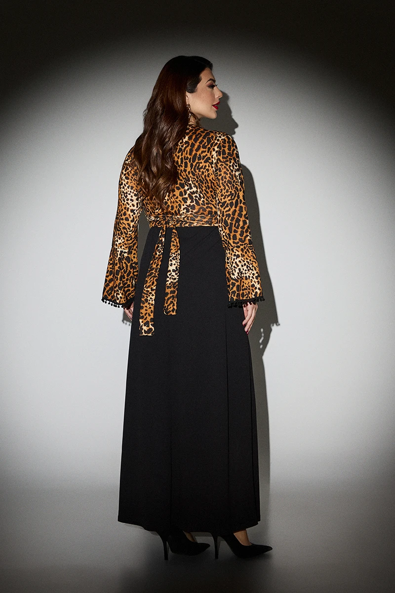 Μακρύ Φόρεμα με Animal Print και Μαύρη Φούστα