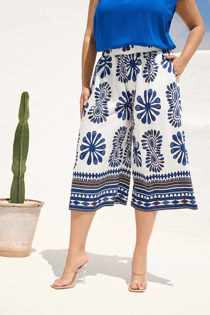Cropped Παντελόνι “Boho Breeze” Blue