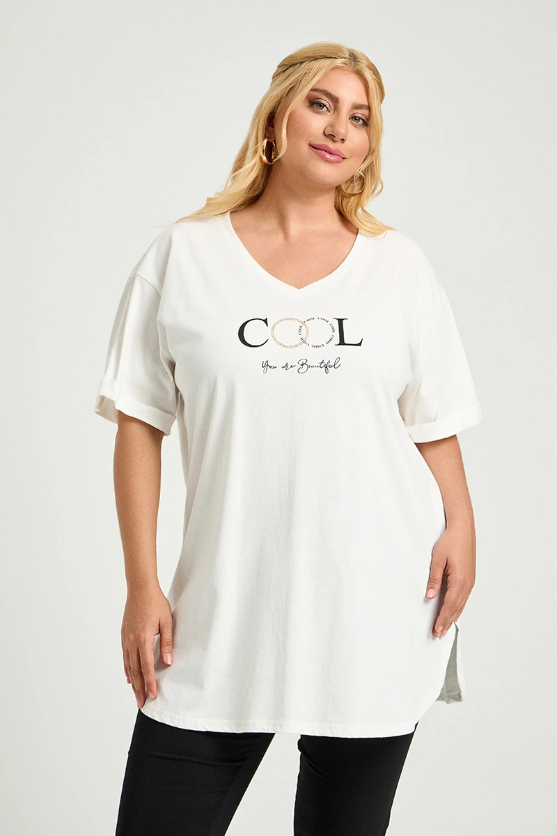Λευκό Plus Size T-Shirt Cool