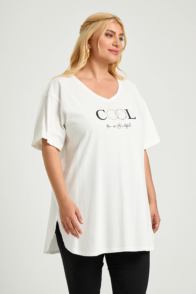 Λευκό Plus Size T-Shirt Cool
