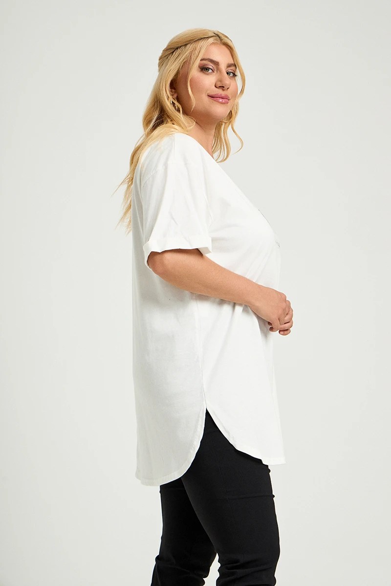 Λευκό Plus Size T-Shirt Cool