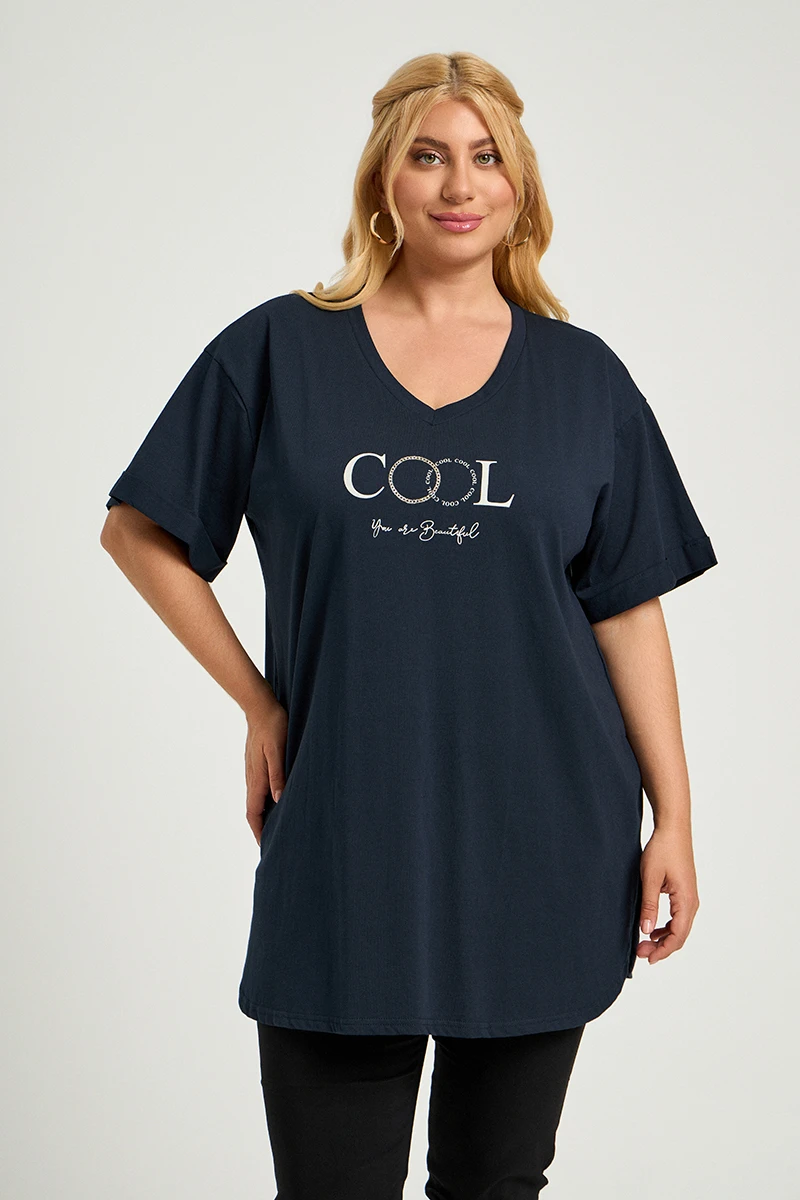 Blue Navy Plus Size T-Shirt Cool