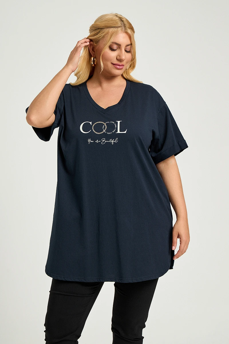 Blue Navy Plus Size T-Shirt Cool
