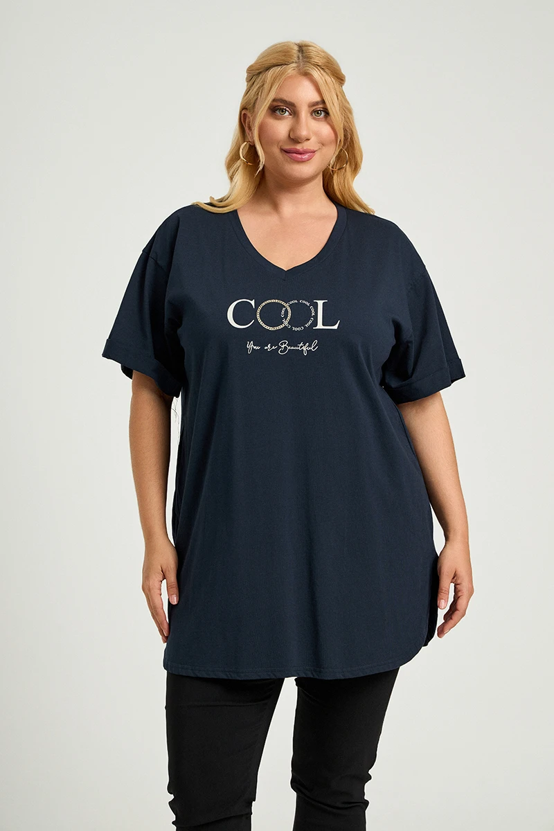 Blue Navy Plus Size T-Shirt Cool