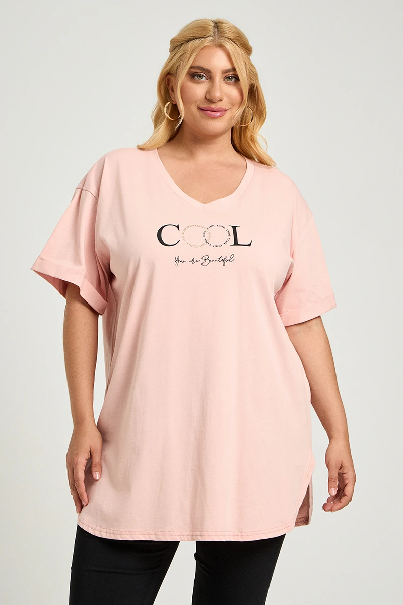 Σομόν Plus Size T-Shirt Cool