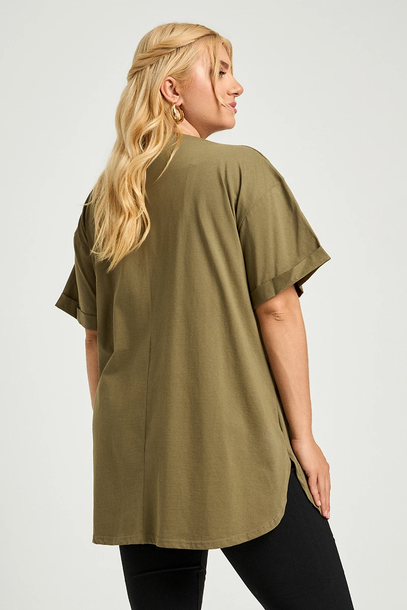 Χακί Plus Size T-Shirt Cool