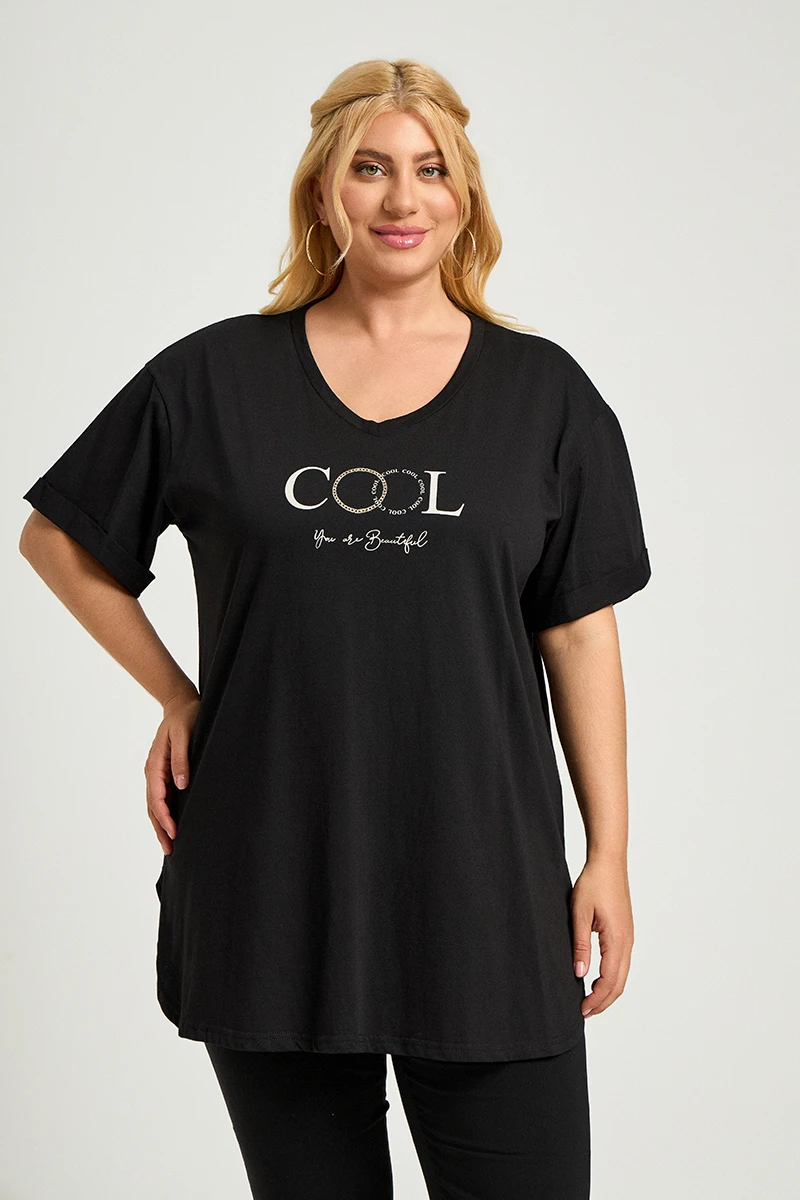 Μαύρο Plus Size T-Shirt Cool