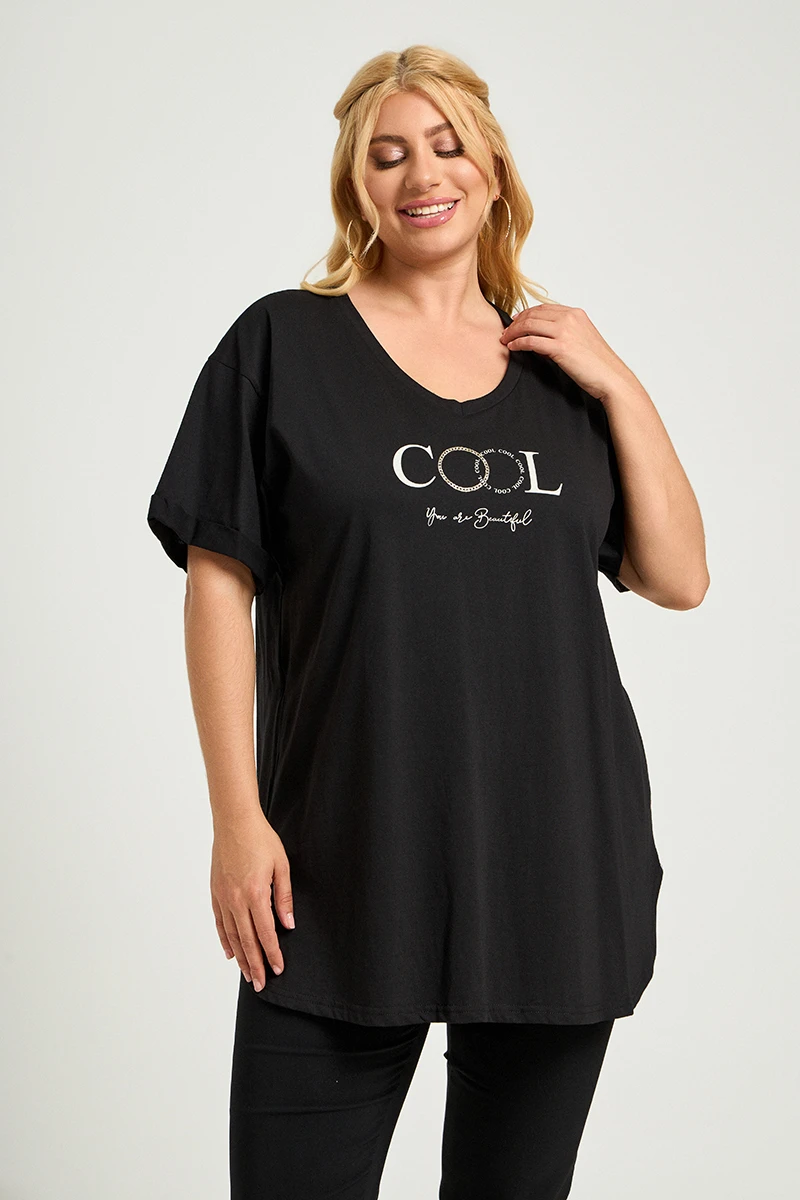 Μαύρο Plus Size T-Shirt Cool