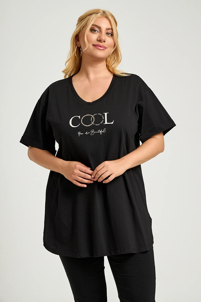 Μαύρο Plus Size T-Shirt Cool