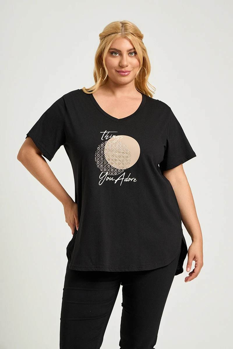 Μαύρο Plus Size T-Shirt Adore
