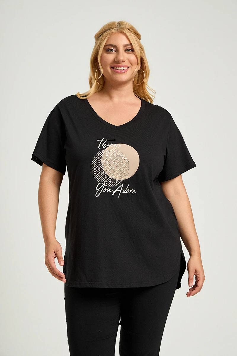 Μαύρο Plus Size T-Shirt Adore