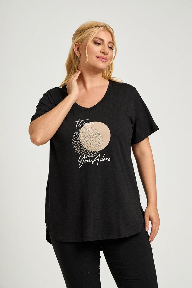 Μαύρο Plus Size T-Shirt Adore