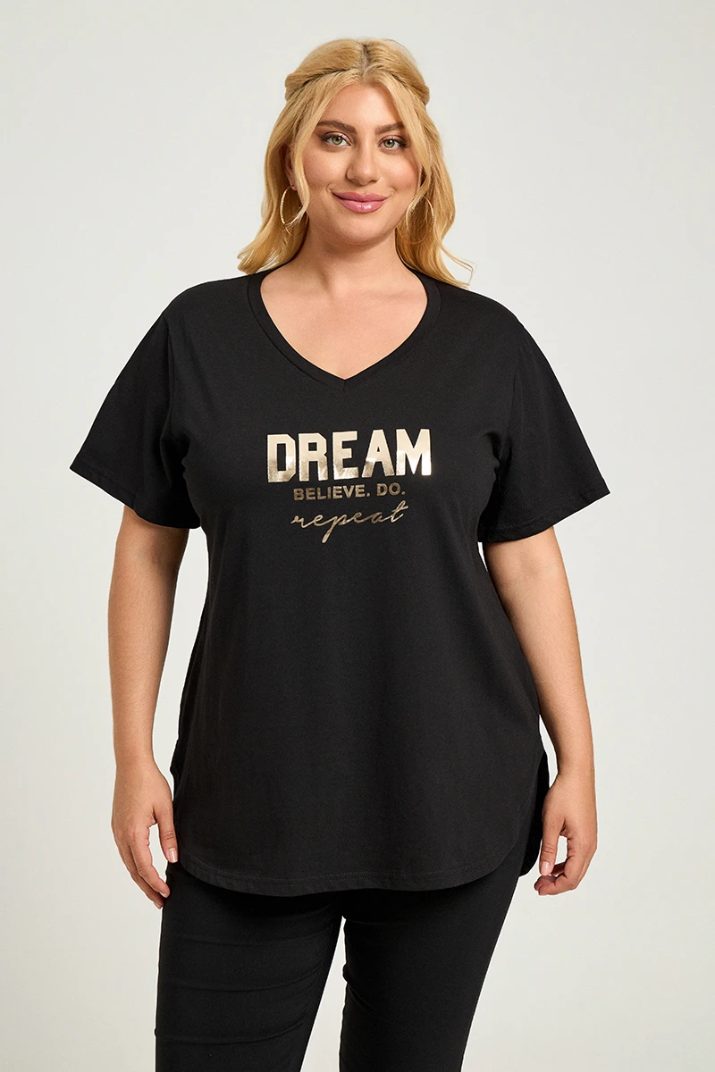 Μαύρο Plus Size T-Shirt Dream