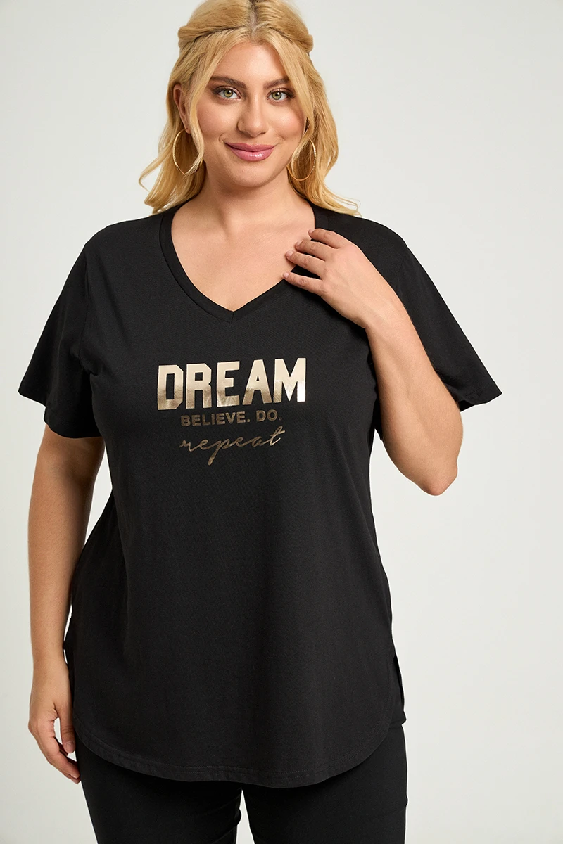 Μαύρο Plus Size T-Shirt Dream