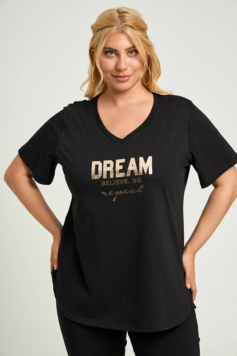 Μαύρο Plus Size T-Shirt Dream