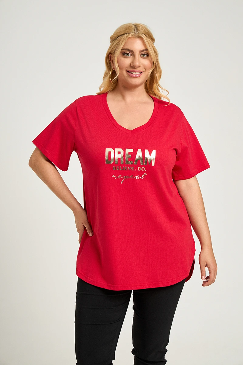 Κόκκινο Plus Size T-Shirt Dream